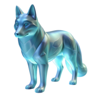Icy Wolf 3D Render - A captivating 3D render of a wolf with icy elements highlighting its mystical and enchanting presence png