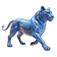 elétrico leão dentro uma três dimensional render do futurista Projeto png