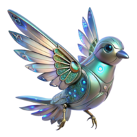 Metallic Avian Robot Futuristic Design in a Visionary Three Dimensional Scene of Innovation png