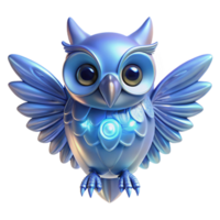 Metallic Owl 3D Render A futuristic owl crafted in a metallic design, navigating the digital sky in a stunning three-dimensional render. png