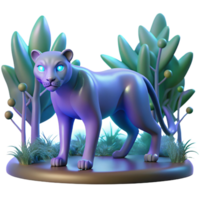 Three Dimensional Render of a Panther in a Night Forest with Stealthy Movement png