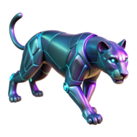 Cybernetic Panther Futuristic Big Cat - A futuristic depiction of a panther with cybernetic elements showcasing advanced mechanical design and sleek features png