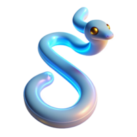 Shiny Blue Snake 3D Render A dynamic depiction of a snake glowing with vibrant blue colors, captured in a stunning three-dimensional render. png