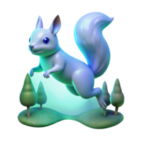 Leaping Squirrel 3D Render A dynamic 3D model of a squirrel captured mid-leap, highlighting its agility and playful nature. png