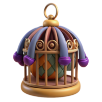 Ornate 3D Render of a Birdcage with Intricate Design png