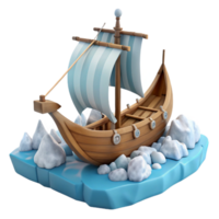 Wooden Ship on Ice Floe - A historical depiction of a wooden ship navigating through an ice floe capturing its adventurous spirit and challenging journey png
