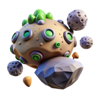 Three Dimensional Render of an Asteroid Field in a Cosmic Adventure png