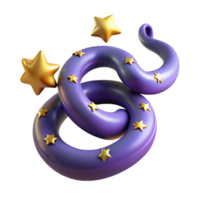 Purple Starry Swirl 3D Render A radiant depiction of a swirl navigating a world of stars, captured in a stunning three-dimensional render. png