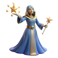 Starlight Sorceress in a Magical Three Dimensional Render of Enchantment png