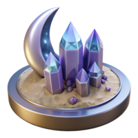 Crystals Moon and Sand in a Three Dimensional Render with Celestial Patterns and Enigmatic Design png