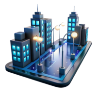 Night Cityscape in a Three Dimensional Model with Urban Details and Futuristic Design png