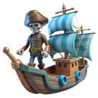 Skeleton Pirate Ship Adventure A thrilling scene of a skeleton crew navigating a pirate ship, capturing the essence of adventure in a digital world. png