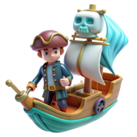 Cute Pirate Ship 3D Model A whimsical 3D model of a cute pirate ship, capturing the essence of adventure and playful design. png