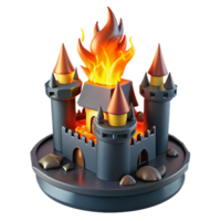 Burning Castle Three Dimensional Model in a Dynamic Scene of Adventure png