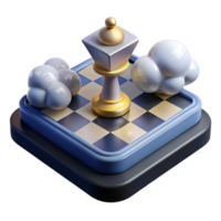 Chess Strategy Cloud Computing A dynamic depiction of a world navigating chess strategy and cloud computing, capturing the essence of innovation in a digital world. png
