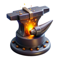 Forging Horn with an Anvil and Fire in a Dynamic Three Dimensional Scene png
