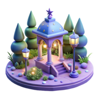 Night Garden Gazebo 3D Model A serene 3D model of a night garden gazebo, capturing its tranquil atmosphere and enchanting design. png