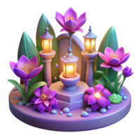 Enchanted Garden with Lanterns A magical scene of a garden navigating a world of lanterns, capturing the essence of enchantment in a digital world. png