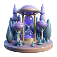 Hourglass in an Enchanted Forest in a Magical Three Dimensional Scene of Time png