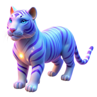 Magical White Tiger Cub A mythical tiger navigating the digital jungle, its fur glowing with vibrant colors in a stunning render. png