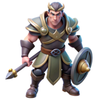 Fantasy Warrior in a Three Dimensional Render with Dynamic Action and Enigmatic Atmosphere png