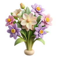 3D Render of a Colorful Spring Flower Bouquet Illustration png