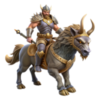 Warrior on Minotaur Mount in a Dynamic Three Dimensional Scene of Adventure png