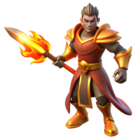 Flaming Spear Warrior in a Dynamic Three Dimensional Scene of Adventure png