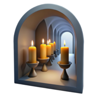 Candles in Archway - A serene depiction of candles in an archway capturing the essence of tranquility and mystical atmosphere png