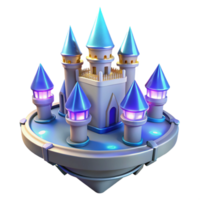 Fantasy Floating Castle 3D Model A whimsical 3D model of a floating castle, capturing its magical atmosphere and enchanting design. png