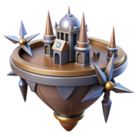 Floating Castle 3D Model A magical castle crafted in a stunning three-dimensional model, standing proudly in a digital realm. png