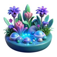 encantado jardim 3d floral fantasia uma caprichoso 3d render do a encantado jardim, capturando Está mágico atmosfera e encantador Projeto. png