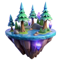 Enchanted Floating Island Scene in a Magical Three Dimensional Render of Fantasy png