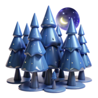 Night Forest, Crescent Moon, Stars A serene scene of a forest navigating a world of crescent moons and stars, capturing the essence of a mystical night in a digital world. png