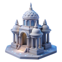 Classical Temple Three Dimensional Model with Intricate Details and Mystical Design png
