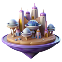 Floating City Futuristic Dome Structures A visionary depiction of a city floating in a digital world, capturing the essence of futuristic urban design. png