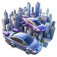 Future City Cars - A dynamic depiction of cars in a futuristic city capturing the essence of advanced technology and modern transportation png