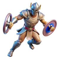 Fantasy Warrior 3D Model A dynamic depiction of a warrior navigating a world of fantasy, captured in a stunning three-dimensional model. png