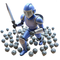 Robot Knight Spheres A futuristic knight navigating a digital world, accompanied by glowing spheres in a stunning render. png