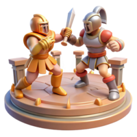 scontrandosi guerrieri Gladiatore combattere un' dinamico raffigurazione di guerrieri navigazione un' mondo di Gladiatore combattere, pronto per battaglia nel un' digitale mondo. png
