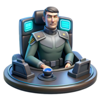 Space Commander's Control Station in a Futuristic Three Dimensional Scene of Power png