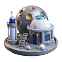 Lunar Observatory Station A realistic 3D render of a lunar observatory station, capturing the essence of space exploration and advanced technology. png