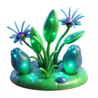 Glowing Alien Flora 3D Render Illustration png