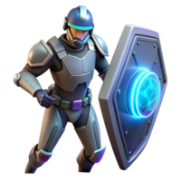 Futuristic Soldier with Energy Shield - A dynamic depiction of a soldier with an energy shield capturing the essence of advanced technology and intense action png