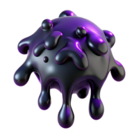 3D Render of Abstract Purple Blob, Glossy Liquid Form, Dynamic Dripping Effect png