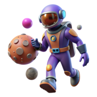 Astronaut in Space Exploring Planets in a Cosmic Three Dimensional Scene of Adventure png