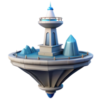 Floating Island Tower in a Majestic Three Dimensional Scene of Enchantment png