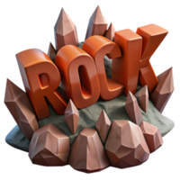 3D Render of Rock Word in Crystal Setting png
