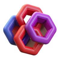 Abstract 3D Render Interlocking Hexagon Shapes Graphic Design Element png