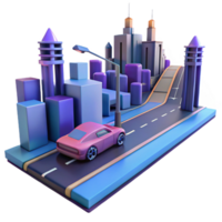 Cityscape Car Drive Urban Road in a Futuristic Three Dimensional Render of Urban Design png